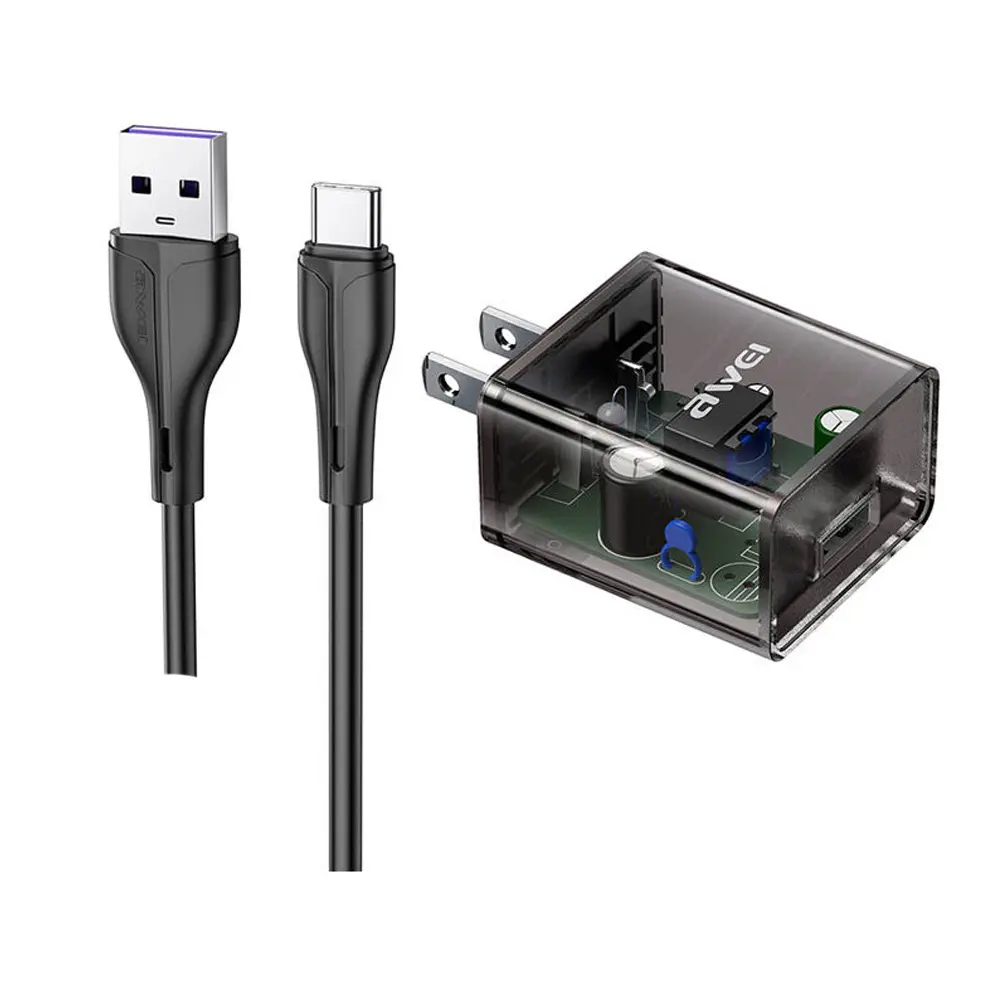 Awei C11T Type-C Transparent Fast Charging Adapter – View 1