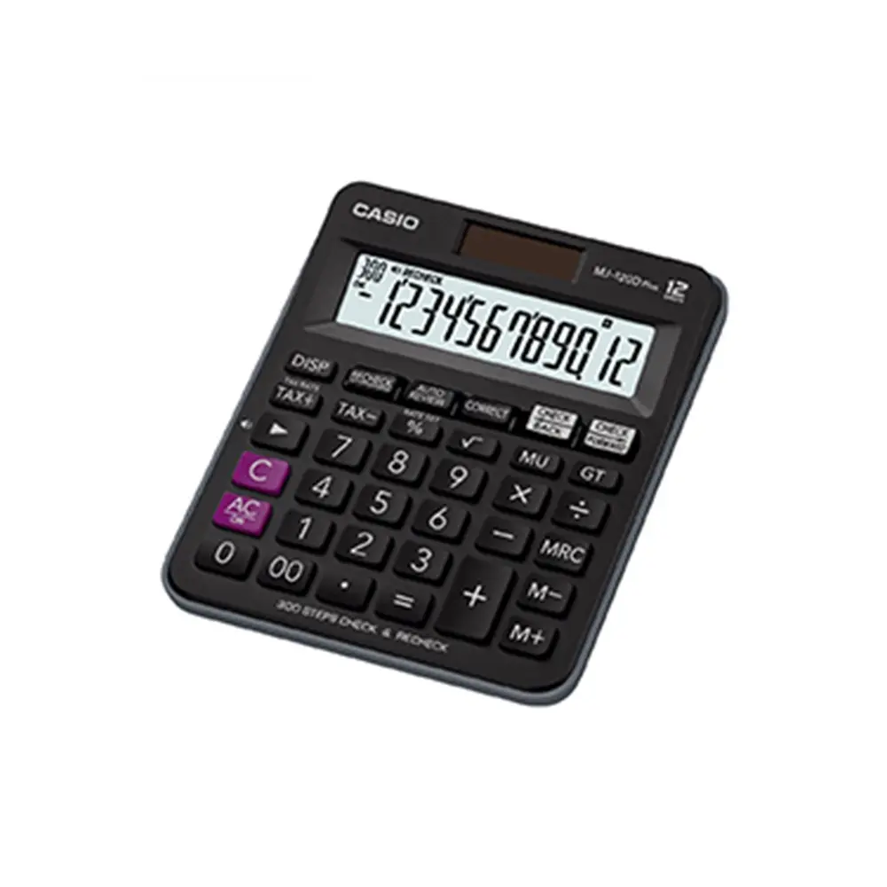 Casio MJ-120D Plus-BK Check & Recheck Mini Desk Type Basic Calculator – View 1