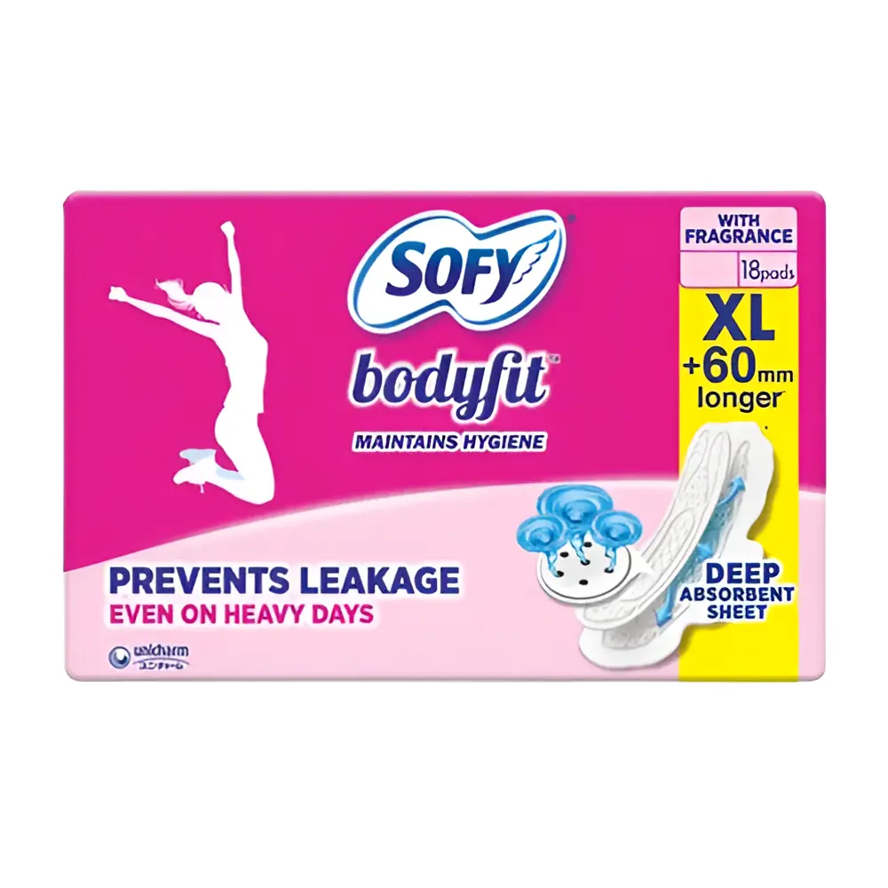 Sofy Bodyfit Regular Sanitary Napkins with Double Anti‑Leak Lines – View 1