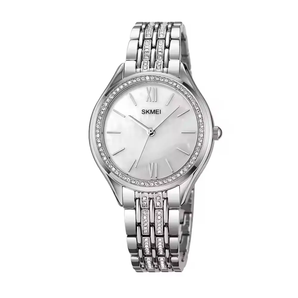 Skmei 1970 Analog Noble Quartz Stainless Steel Wristwatch – Dial Color: Silver, Strap Color: Silver – View 1