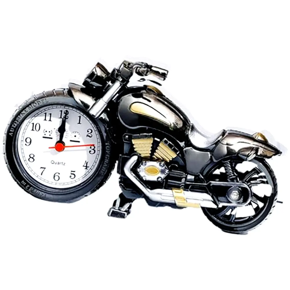 ARTISANS ALLEY Mini Motorcycle Bike Alarm Desk Shelf Table Clock – Color: Black – View 1