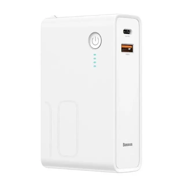 Baseus 10000mAh 2in1 Power Station 10w Travel Charger and Power bank – Color: White – View 1
