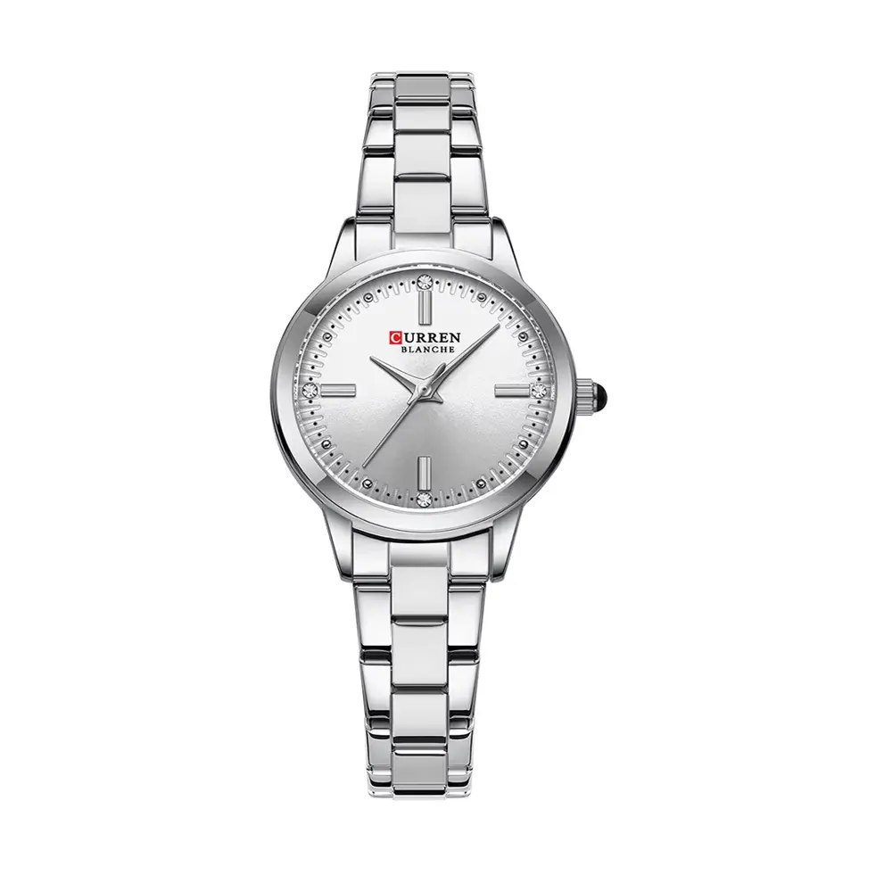 CURREN 9094 Latest Elegant Stainless Steel Classic Women Quartz Watch – Dial Color: Silver, Strap Color: Silver – View 1