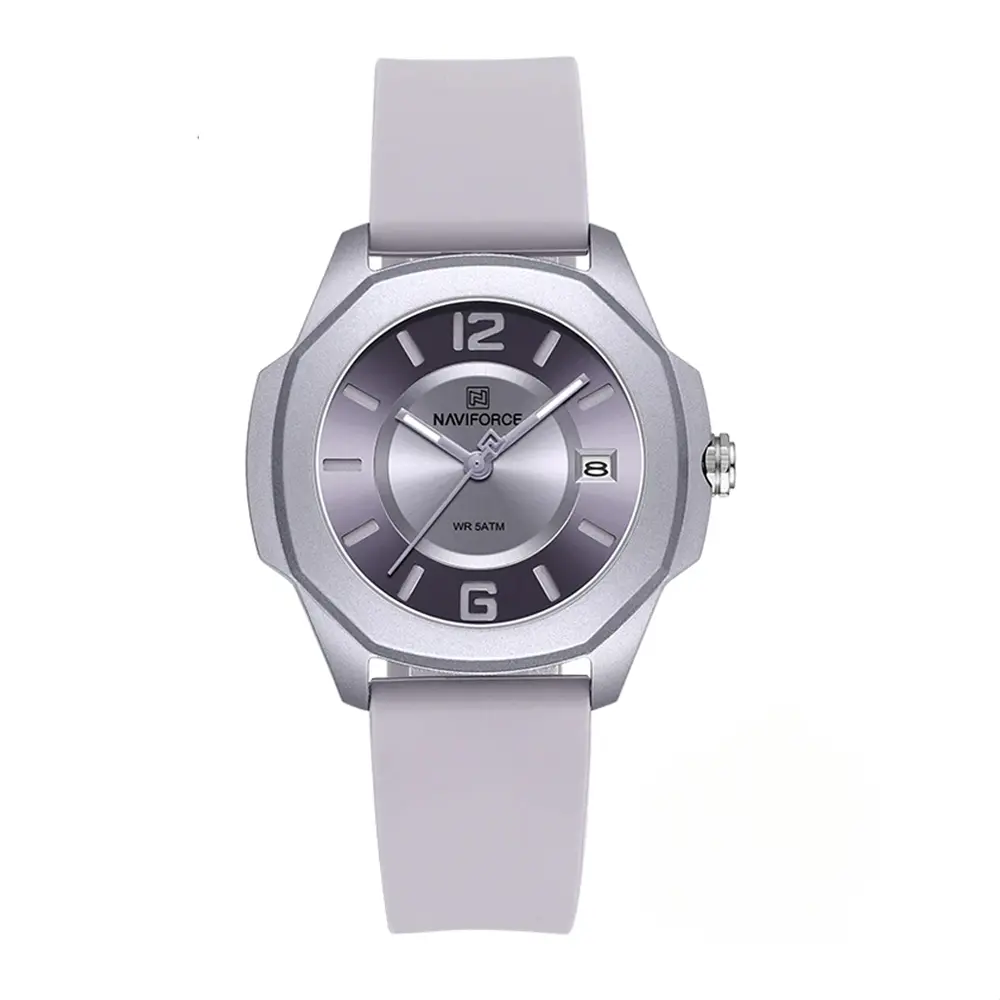 NAVIFORCE NF7107 5ATM Waterproof Stylish Women’s Luminous Sports Watch – Dial Color: Silver, Strap Color: Silver – View 1