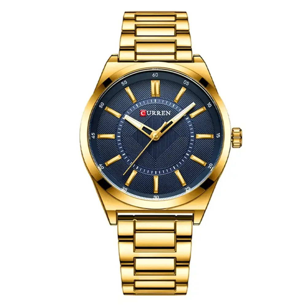 Curren 8407 High Quality Stainless Steel Waterproof Men's Watch – Dial Color: Blue Gold, Strap Color: Gold – View 1