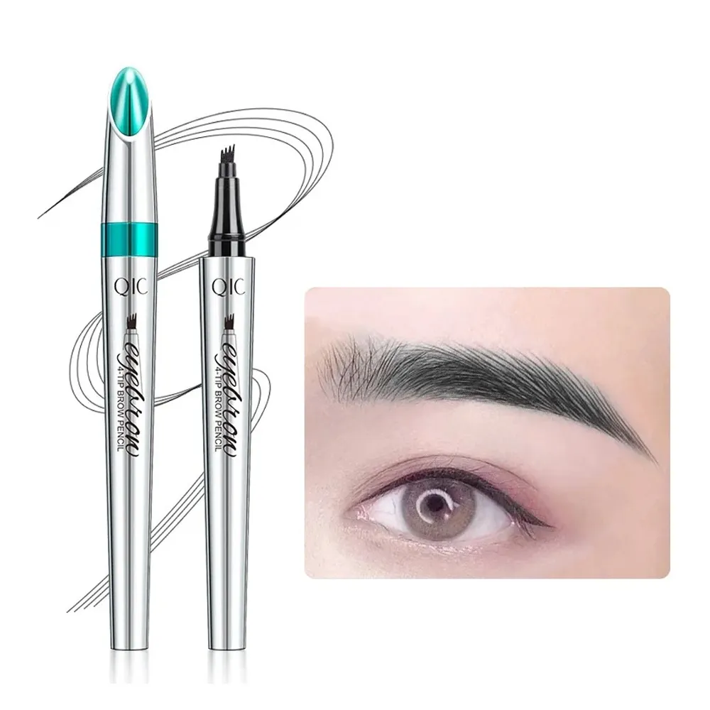QIC Eyebrow Pencil with 4 Tip Microblade Eyebrow Pen Light Brown – View 1