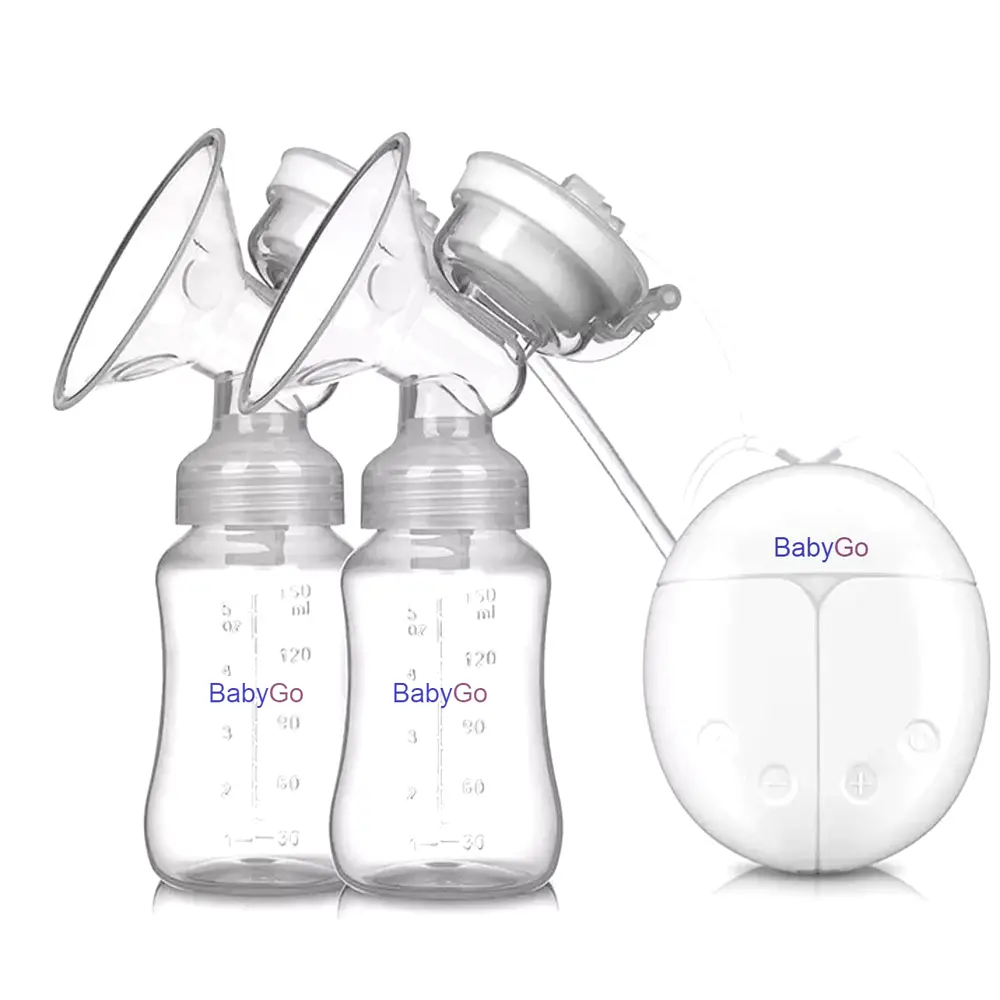 Double Pump Electric Portable Manual Breast Pump with 2 Bottles – View 1