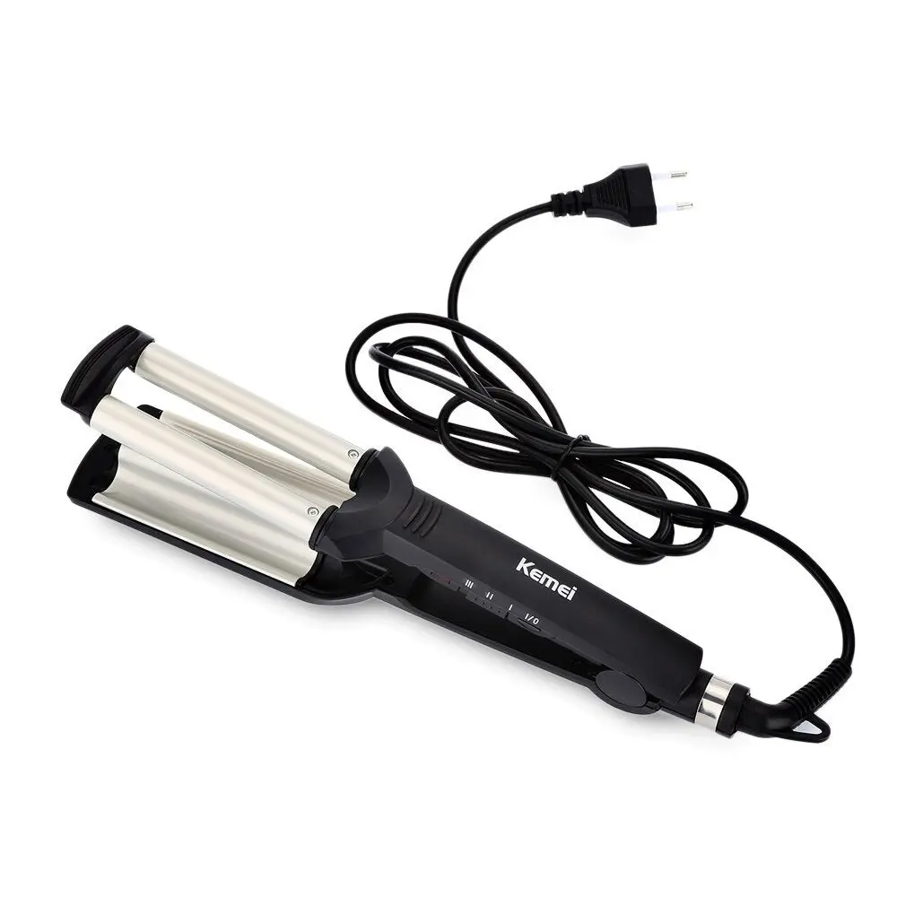 Kemei KM-2022 Hair Curling Ceramic 3 Barrel Clamp Curler Random Color – View 1