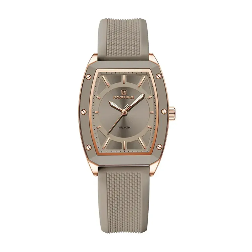 NAVIFORCE NF5049 Japanese Movement Women’s Watch – Dial Color: Brown, Strap Color:  Brown  – View 1