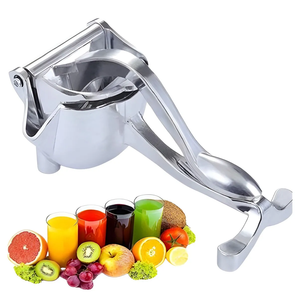 Aluminium Metal Fruit Press Manual Hand Press Juicer for Kitchen Silver – View 1