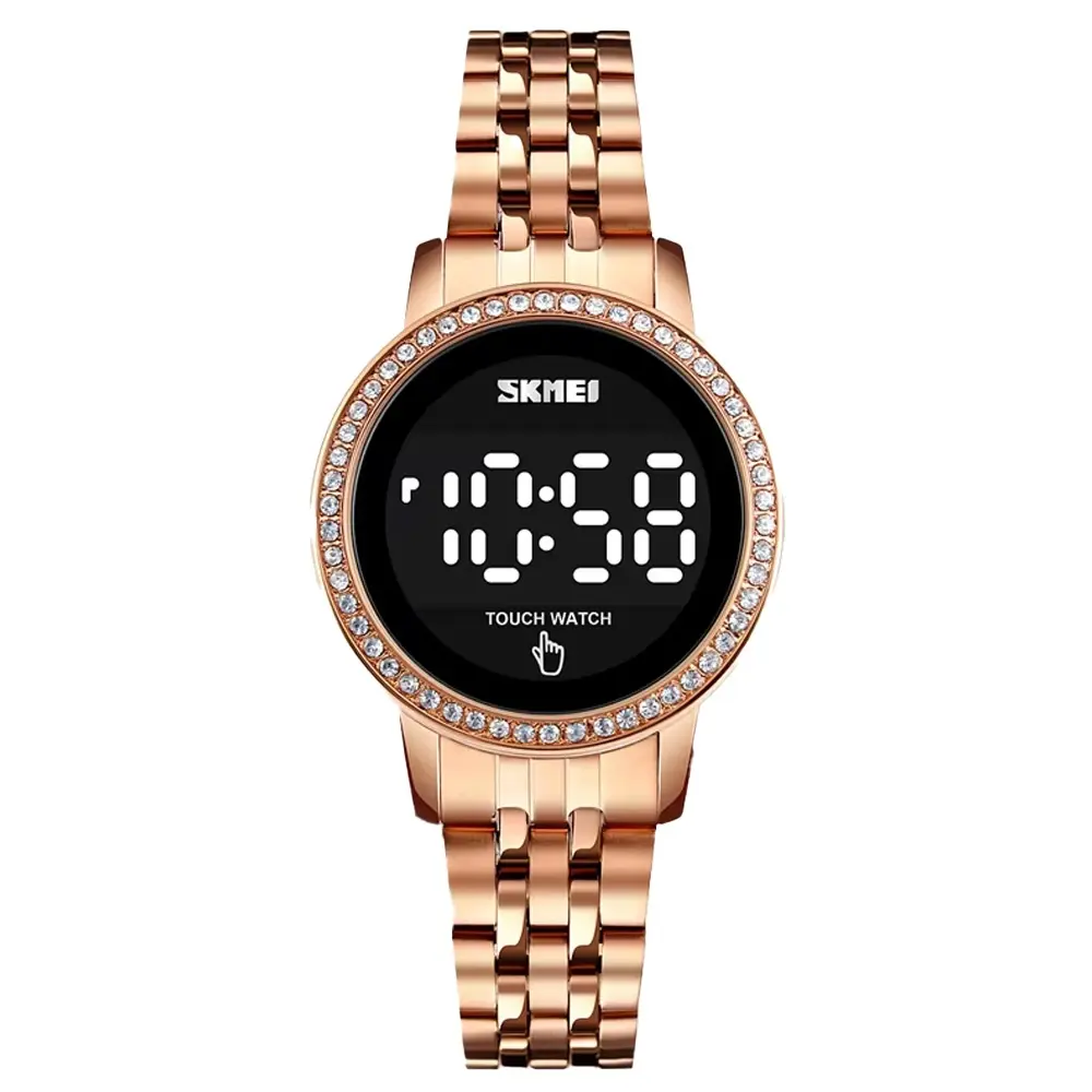 SKMEI 1669 Stainless Steel Analog Quartz Luxury Women's Watch – Dial Color: Black, Strap Color: Rose – View 1