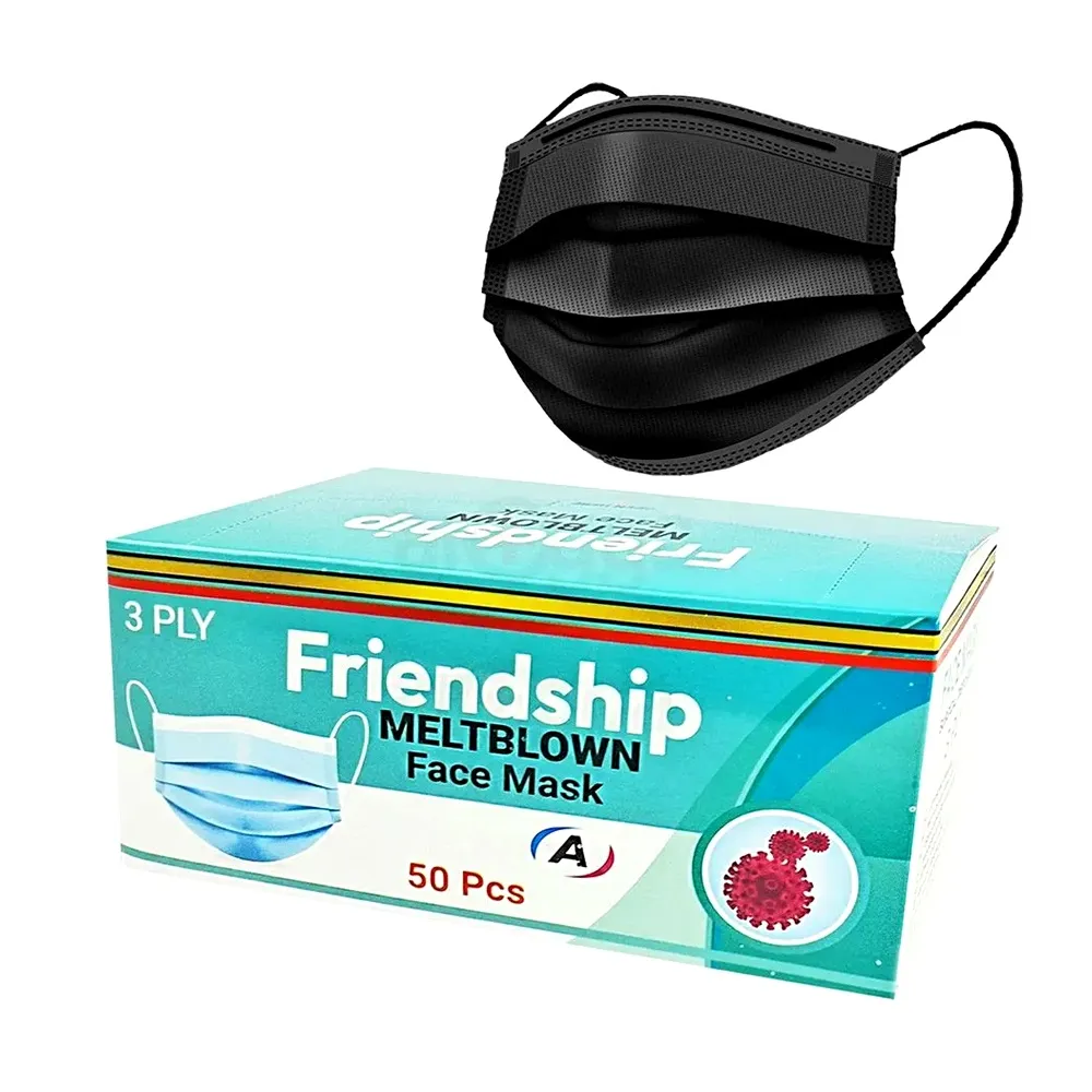 Friendship Meltblown 3 Layers Surgical Face Mask 50pcs Box Black Color – View 1