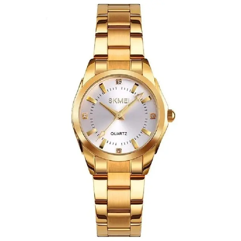 SKMEI 1620 Analog Stylish Quartz Stainless Steel Women's Watch – Dial Color: Silver, Strap Color: Gold  – View 1