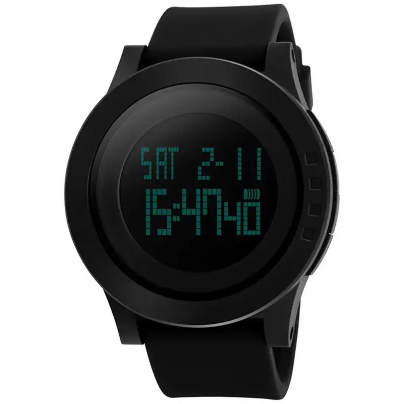 SKMEI 1142 Digital Multifunctional PU Leather Sporty Men's Watch – Dial Color: Black, Strap Color: Black – View 1