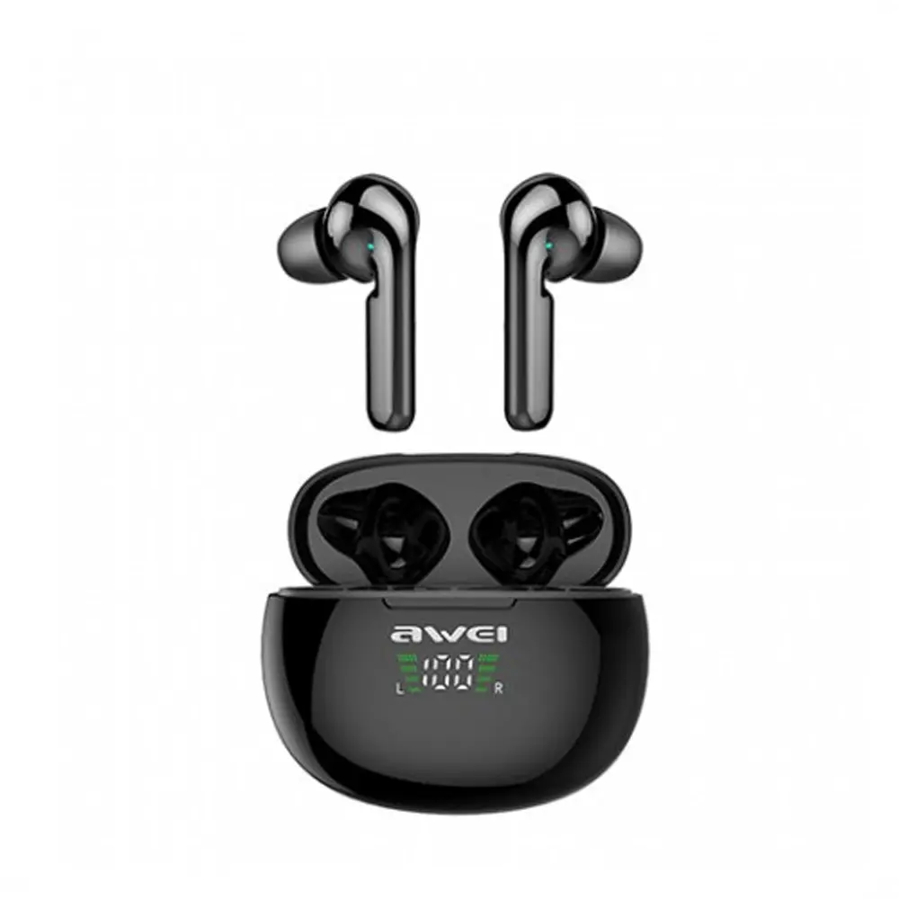 Awei T15P True TWS Bluetooth Smart Touch Sports Dual Earbuds With Charging Case Black – View 1