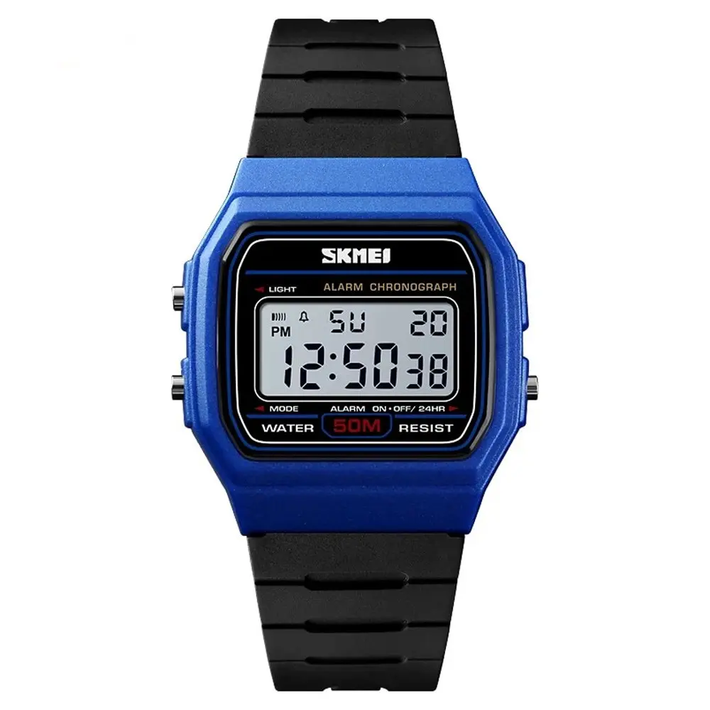 SKMEI 1412 Digital Comfortable Silicone Strap Casual Men's Watch  – Dial Color: White, Strap Color: Blue – View 1