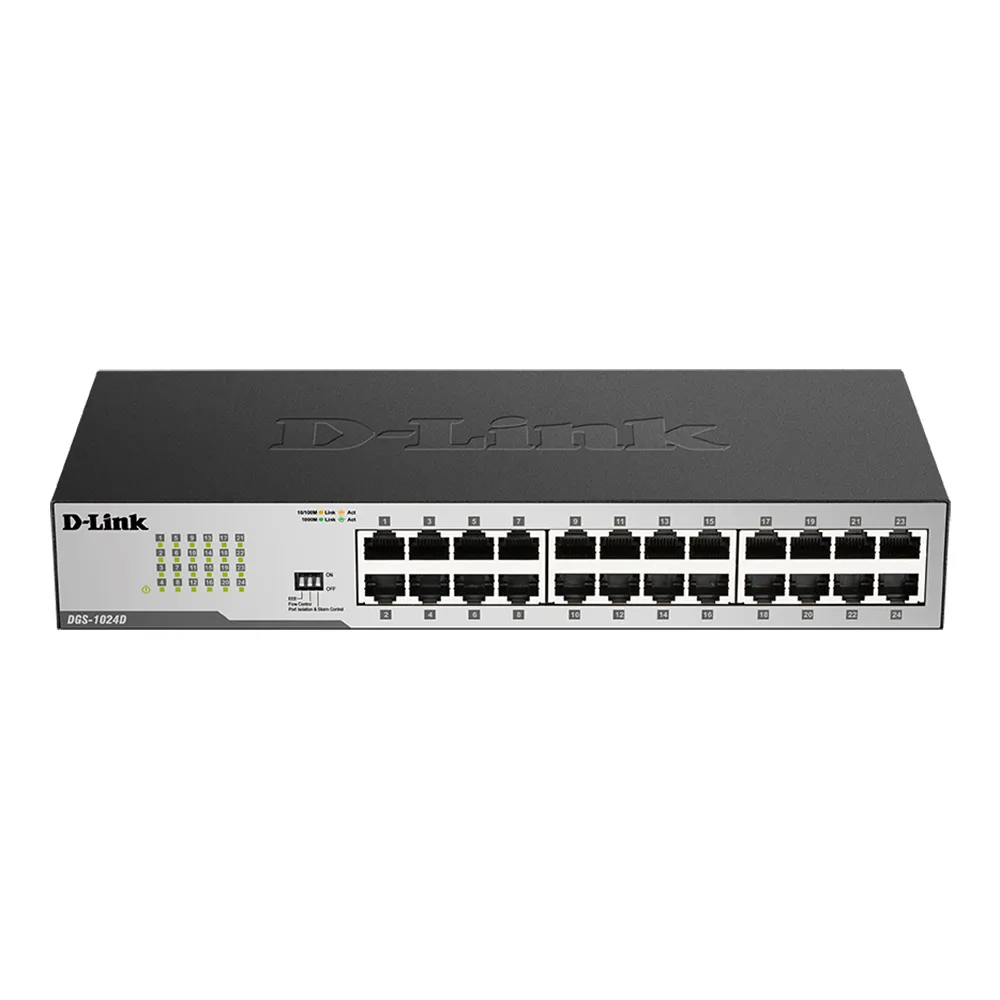 D-Link DES-1024D 24-Ports 10/100 Fast Ethernet Unmanaged Rack Mount Switch – View 1