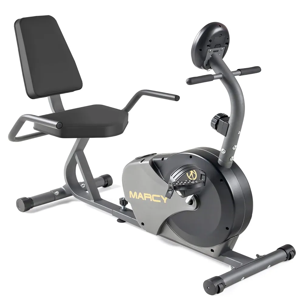 MARCY NS-716R with Adjustable Resistance and Transport Wheels Magnetic Recumbent Bike  – View 1