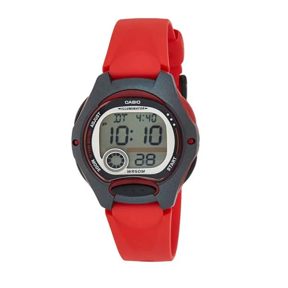 Casio LW-200-4AVDF Standard Digital Watch For Kids – Dial Color: Black, Strap Color: Red – View 1