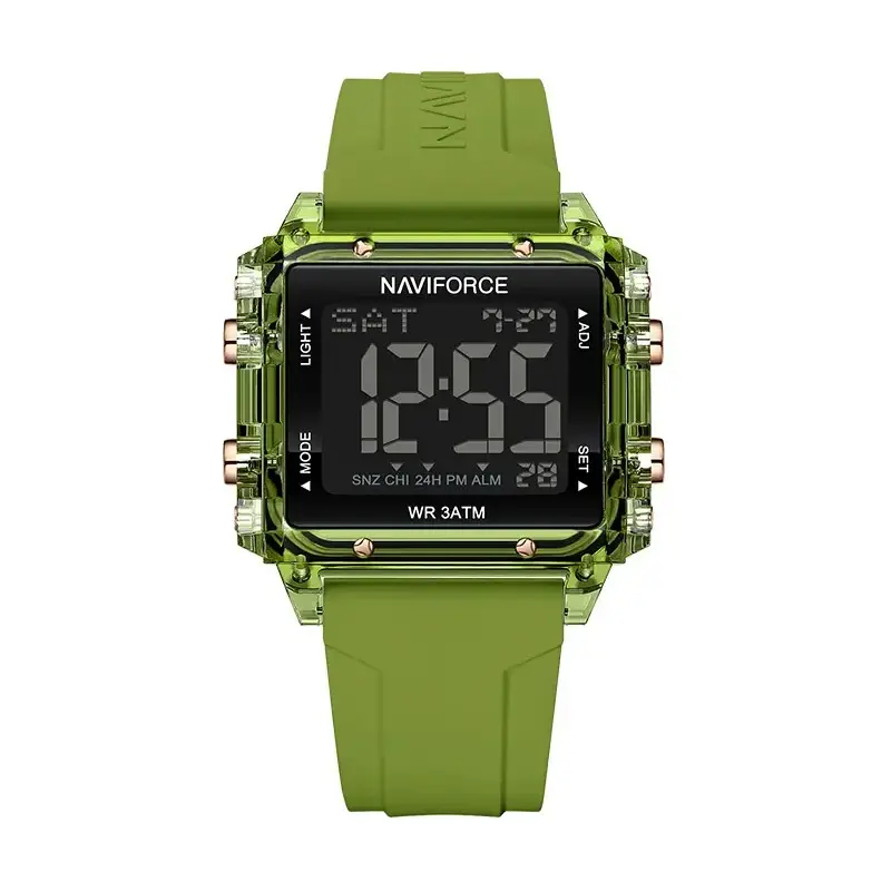 NAVIFORCE NF7101 Casual Sports Electronic Women's Watch  – Dial Color: Green, Strap Color: Green  – View 1