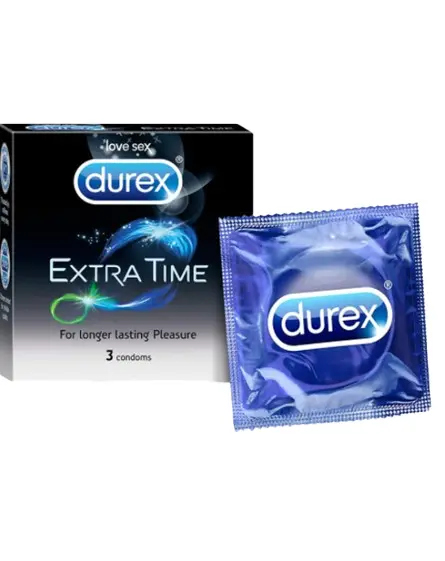 Durex ExtraTime Condom - 3pcs Pack - Benzocaine Prolonging Lubricant  – View 1