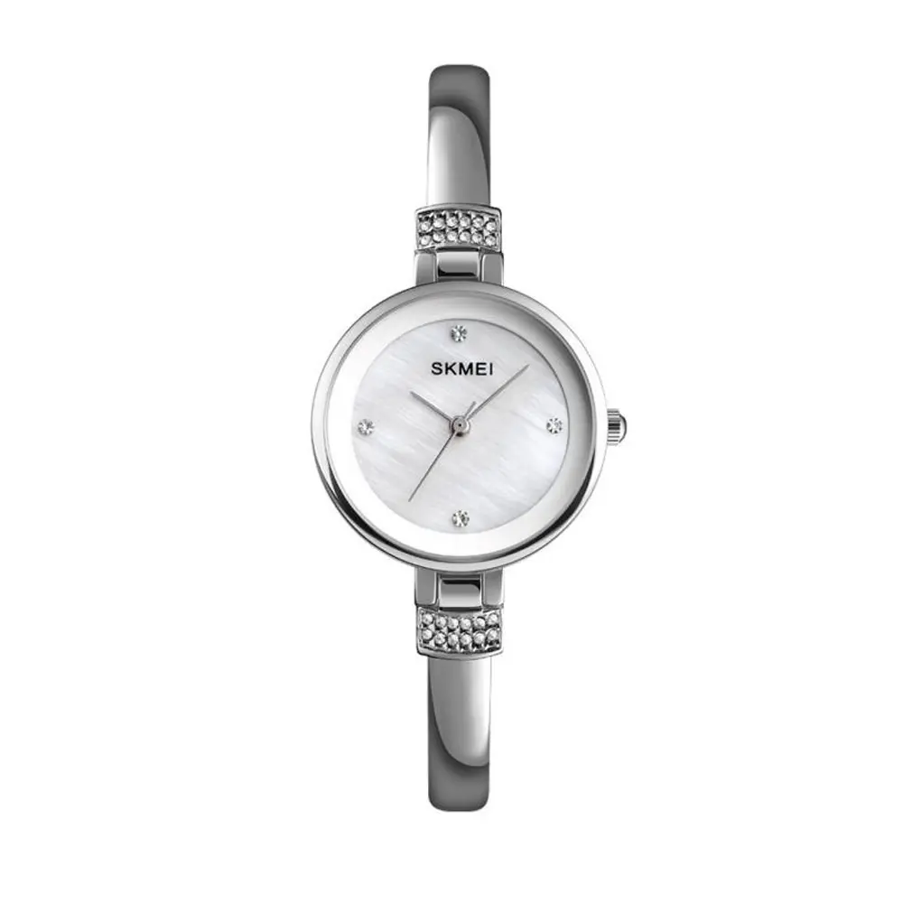 Skmei 1409 Fashion Casual Women Quartz Simple Dress Waterproof Alloy Strap Wristwatch – Dial Color: White, Strap Color: Silver – View 1
