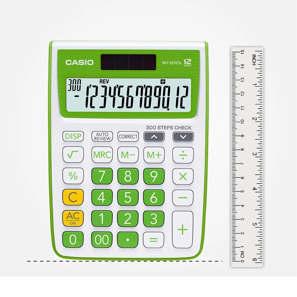 Casio MJ-12VCB Check and Correct Multi-color Desktop Calculator – Color: Green – View 1