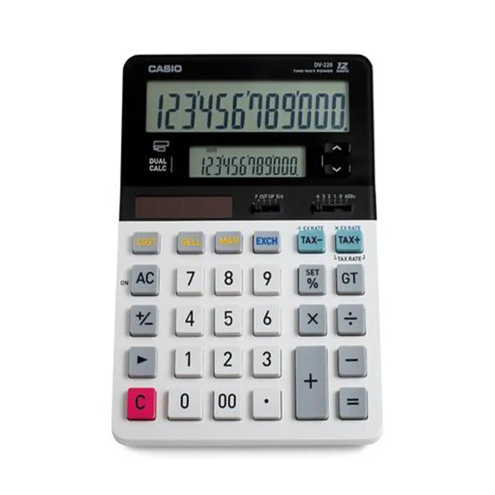 Casio DV-220 Dual Liquid Crystal Display Desktop Calculator  – View 1