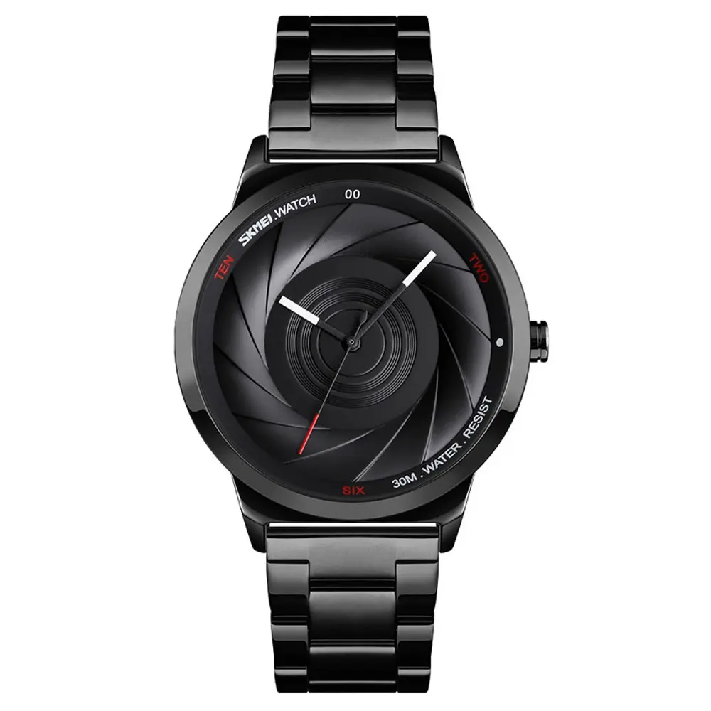 SKMEI 9210 Stainless Steel Analog Luxury Quartz Men's Watch – Dial Color: Black, Strap Color: Black – View 1