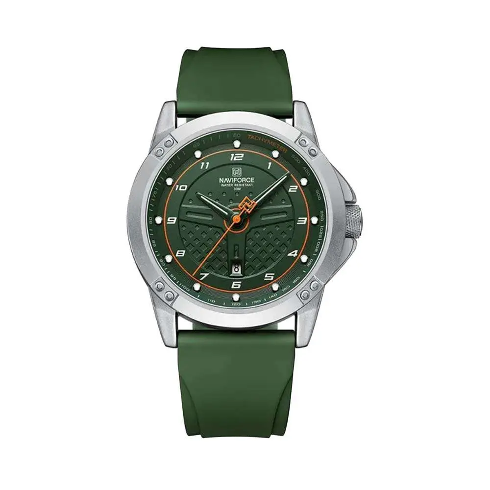 Naviforce NF8031 Lightweight Comfortable Silicone Band Simple Sports Men's Watch – Dial Color: Green, Strap Color: Green  – View 1