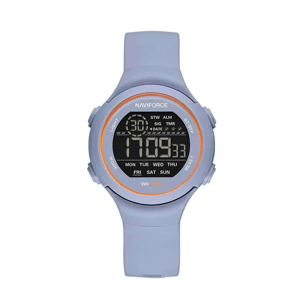 Naviforce NF7119 Comfortable Silicone Strap Trendy Sport Fashion Digital Women's Watch – Dial Color: Blue, Strap Color: Blue – View 1
