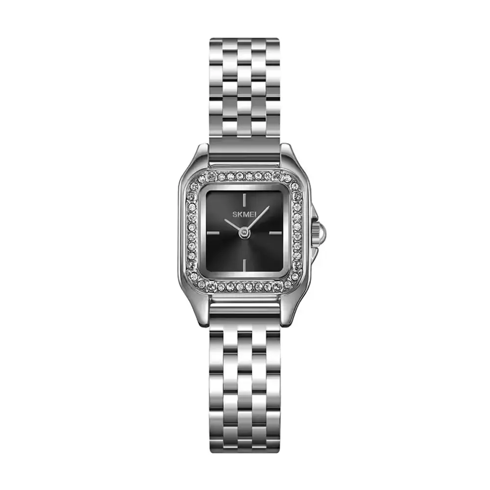SKMEI 2181 Dial Quartz Elegant Stainless Steel Waterproof Women Watch – Dial Color: Black, Strap Color: Silver – View 1