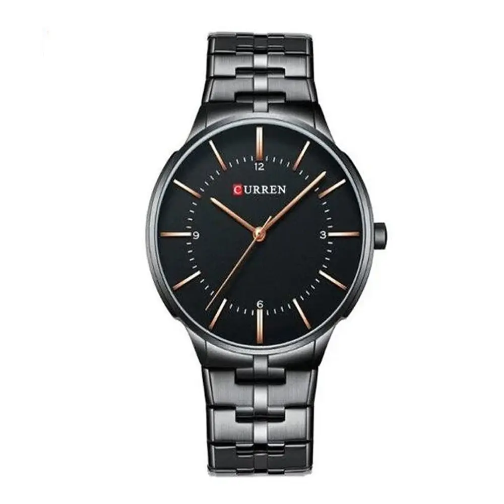 Curren 8321 High Quality Stainless Steel Waterproof Analog Men's Watch – Dial Color: Black, Strap Color: Black – View 1