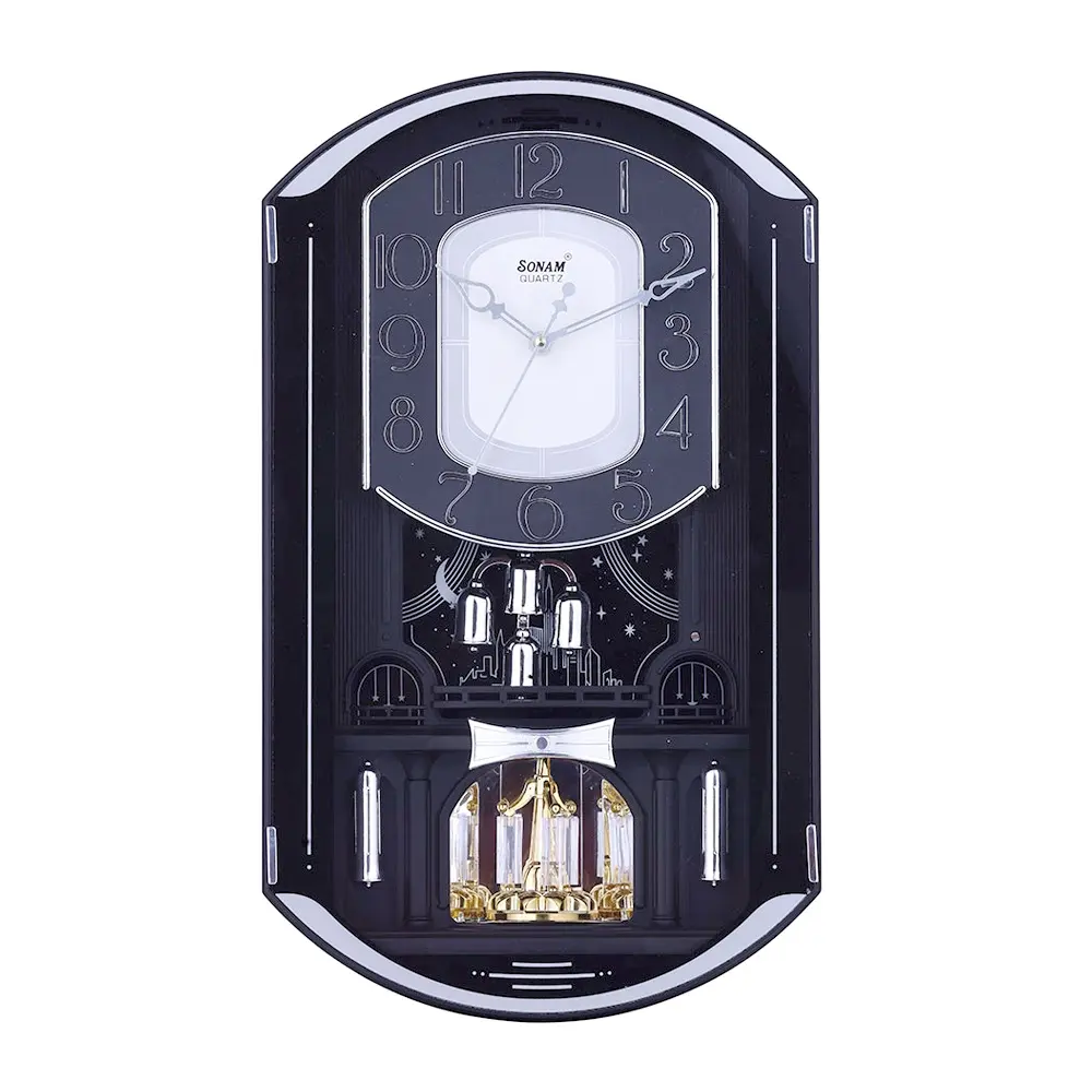 Sonam 7747 SST Accurate Timekeeping Multicolor Wall Clock – Color: Black – View 1