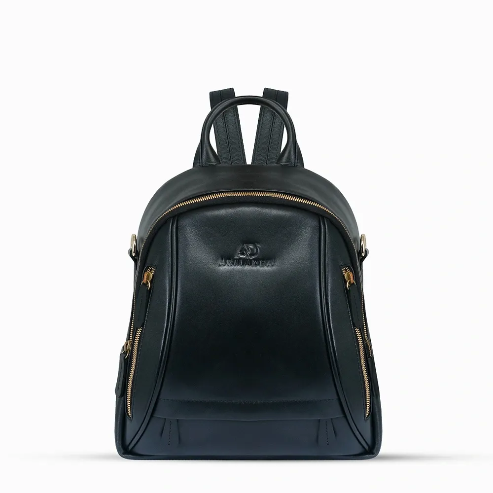 Oxford Expression Multi-Pocket PU Leather Women’s Backpack – Color: Black – View 1