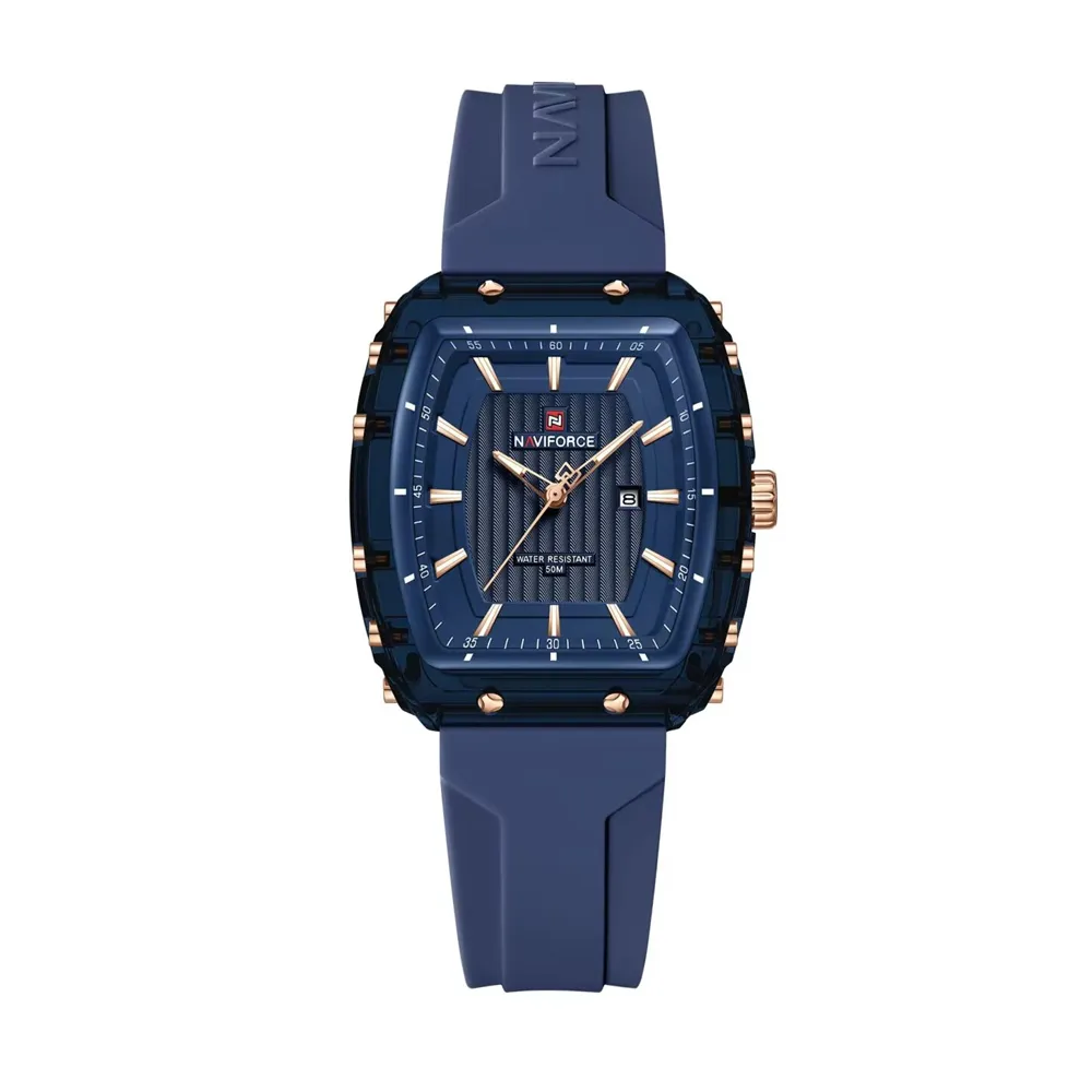 Naviforce 7124 Waterproof Comfortable Silicone Strap Quartz Sports Women Watch – Dial Color: Blue, Strap Color: Blue – View 1
