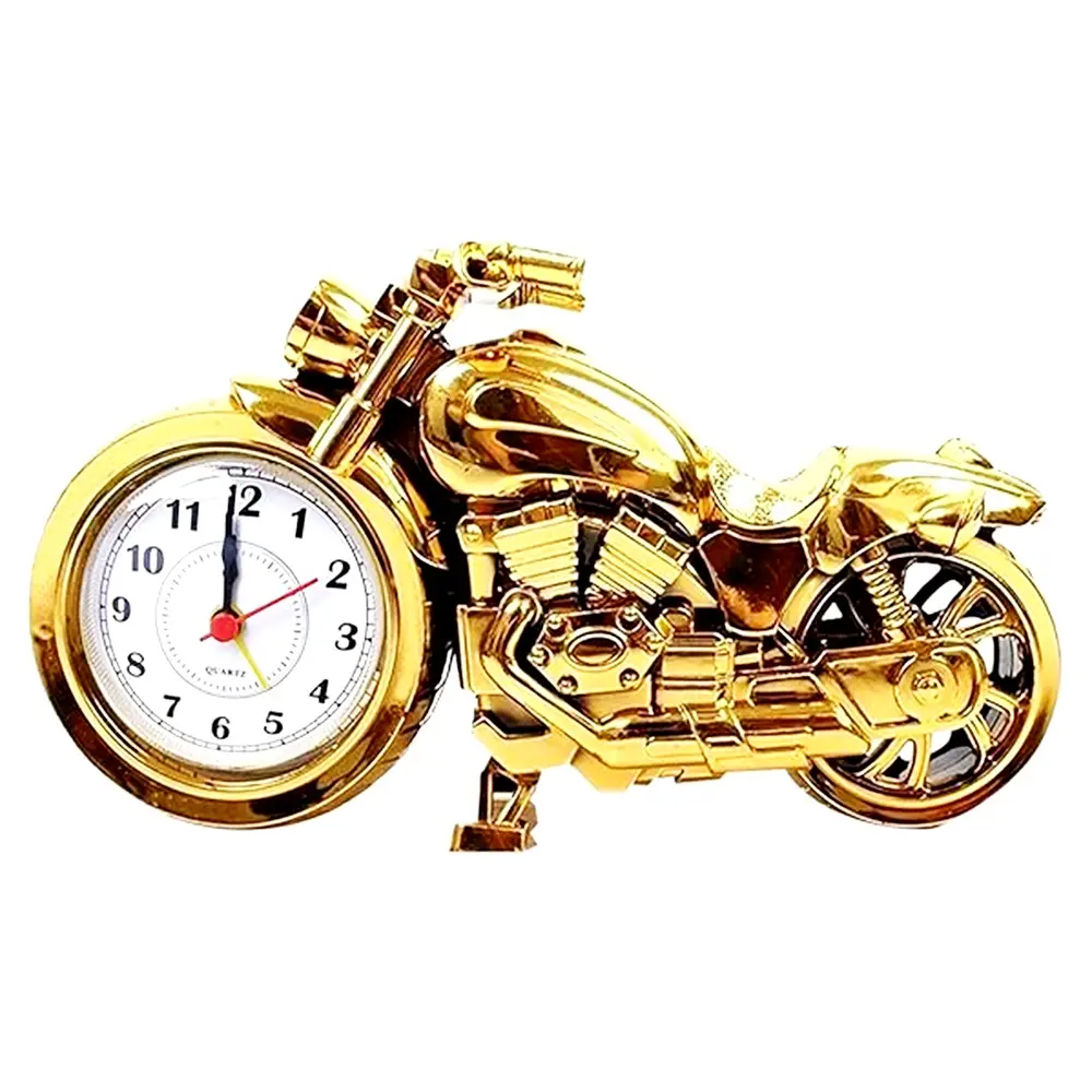 ARTISANS ALLEY Mini Motorcycle Bike Alarm Desk Shelf Table Clock – Color: Gold – View 1