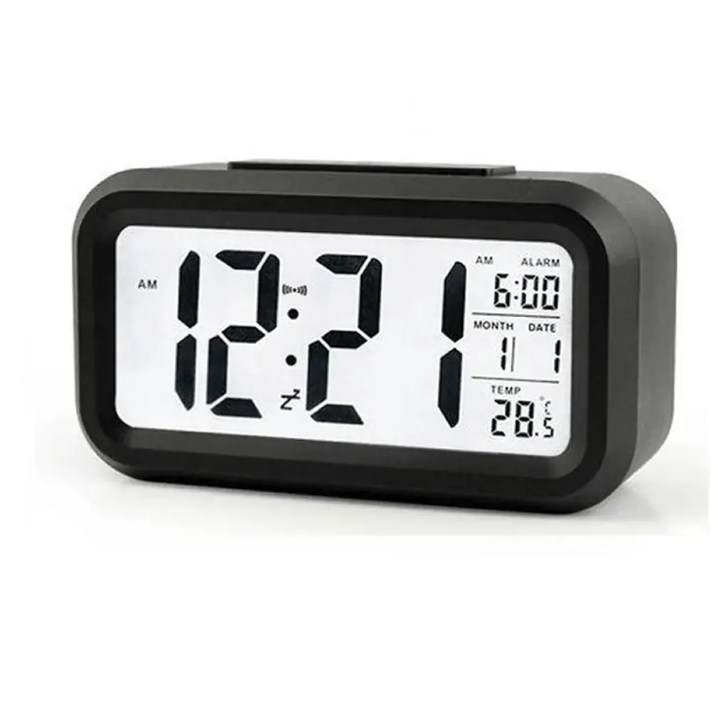 Data Time Calendar Desktop Multifunction LED Digital Table Clock – Color: Black – View 1