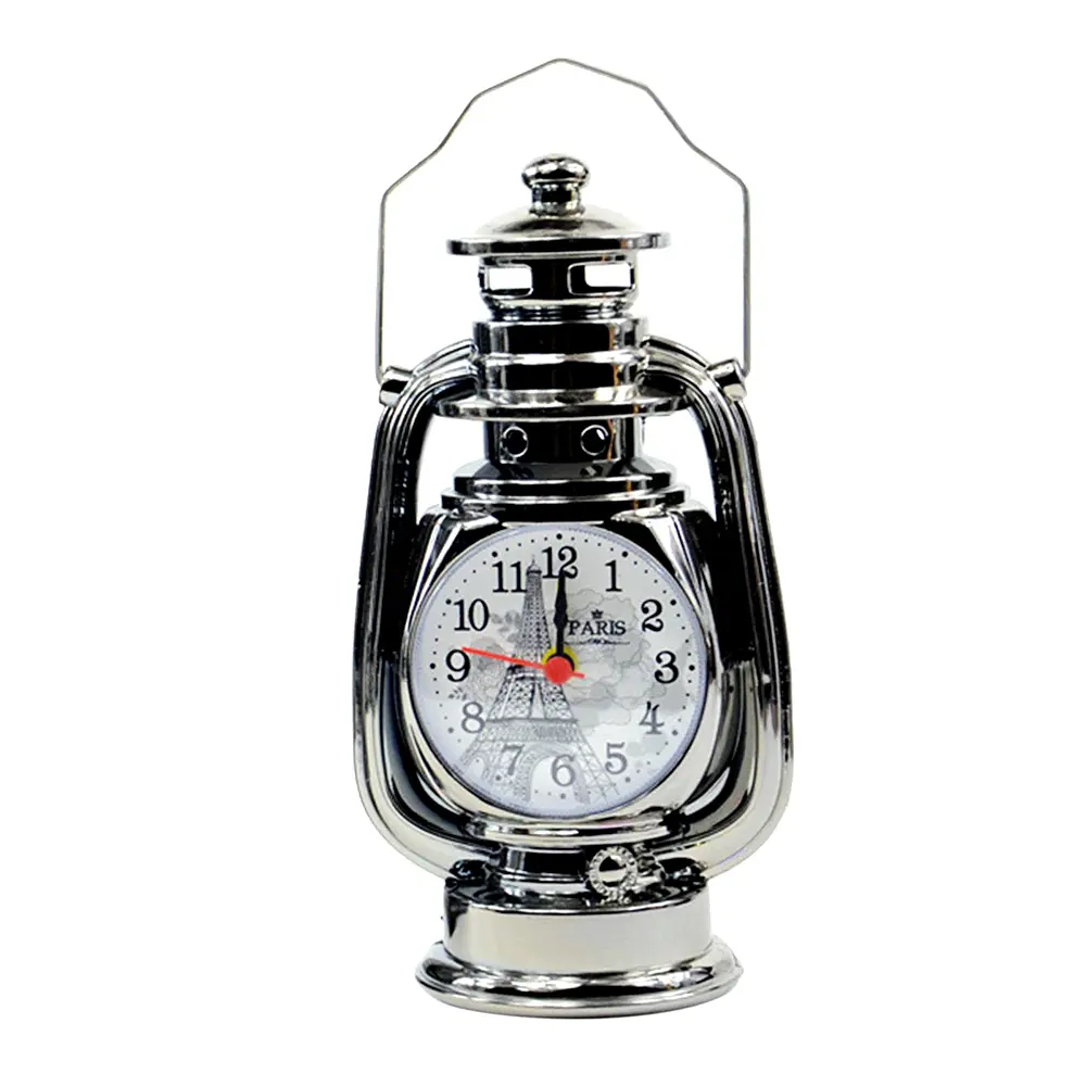 Vintage Alarm Clock Retro Oil Lamp Table Clock Watch – Color: Black – View 1