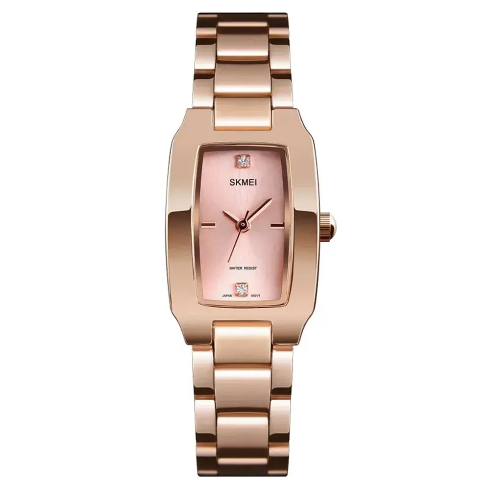 SKMEI 1400 Premium Stainless Steel Analog Luxury Women's Watch – Dial Color: Rose, Strap Color: Rose – View 1