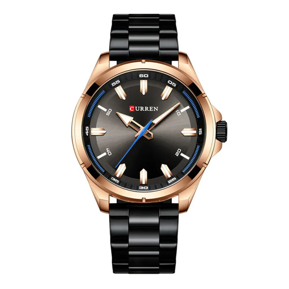 Curren 8320 Luxury Stainless Steel Casual Men's Watch – Dial Color: Black, Strap Color: Black – View 1