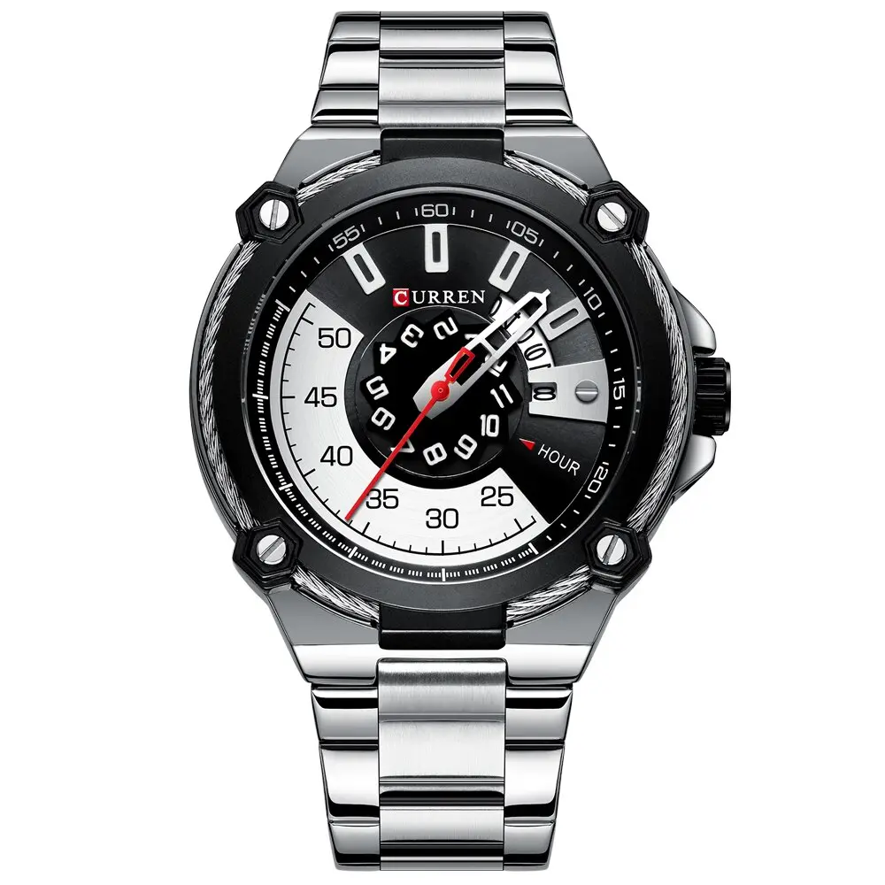 Curren 8345 Luxury Design Stainless Steel Analog Men's Watch – Dial Color: White, Strap Color: Silver – View 1