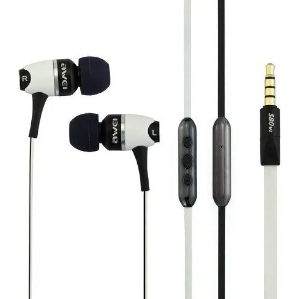 Awei S80VI Metal HIFI 3.5mm Wired Earphone – Color: White – View 1