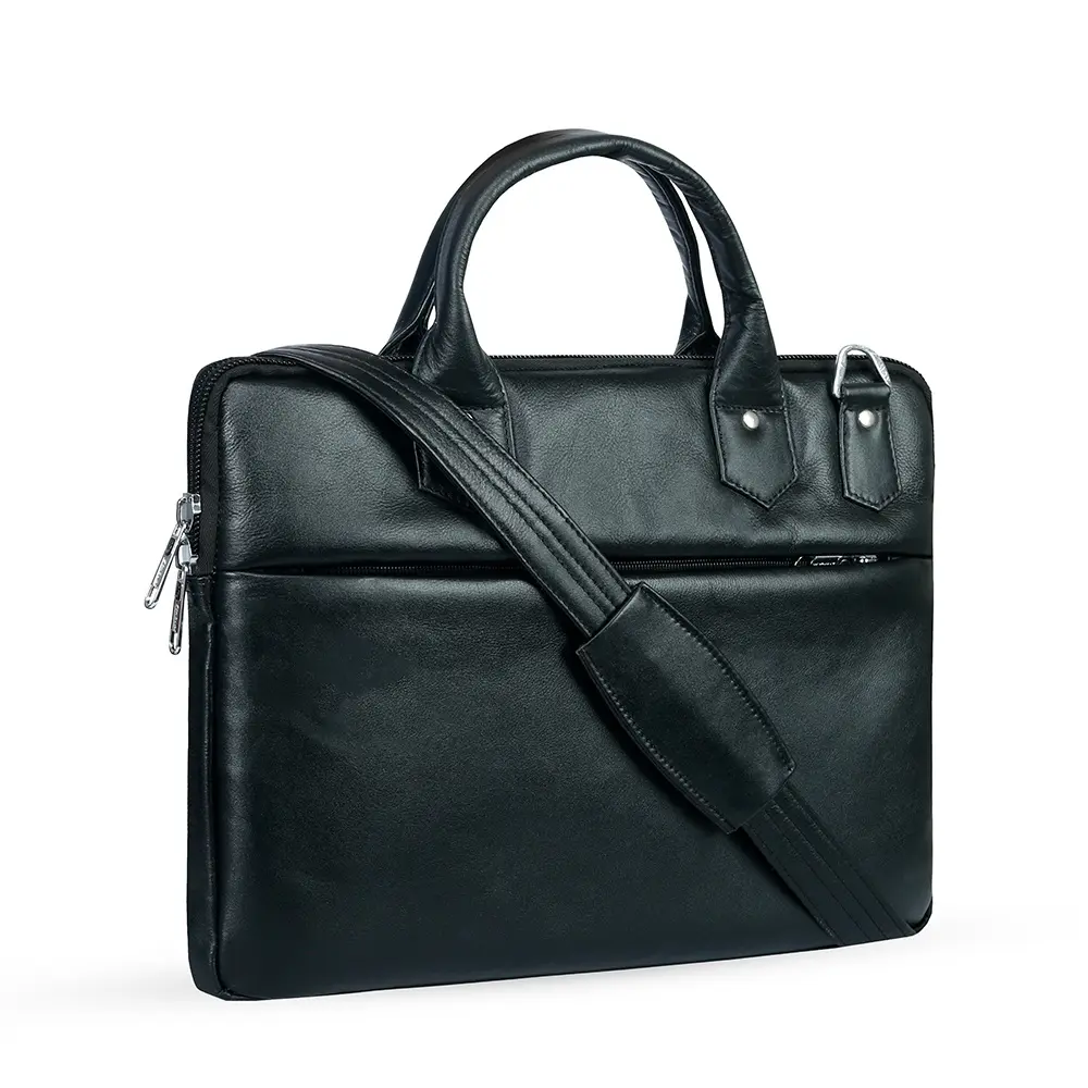 Men's 17.3 Inch Water-resistant Canvas Computer Office Work Bag – Color: Black – View 1