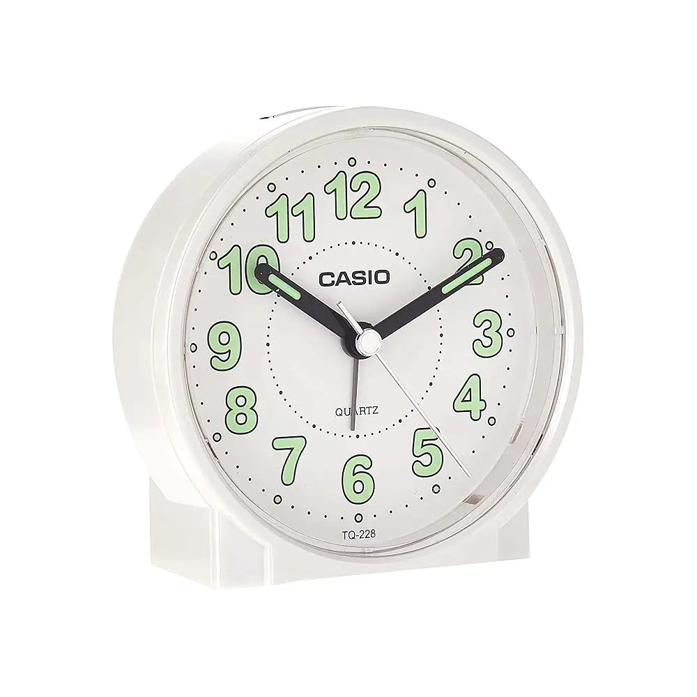 Casio TQ-228-1DF Analog Multicolor Alarm Table Clock – Color: White – View 1