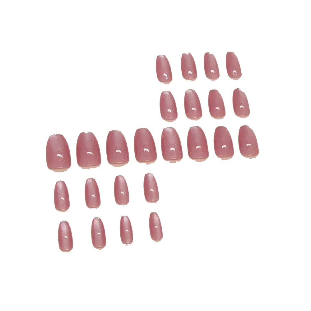 24Pcs Simple Ling Pink Nails Glue DIY Art Design Wearable Artificial Nails – View 1