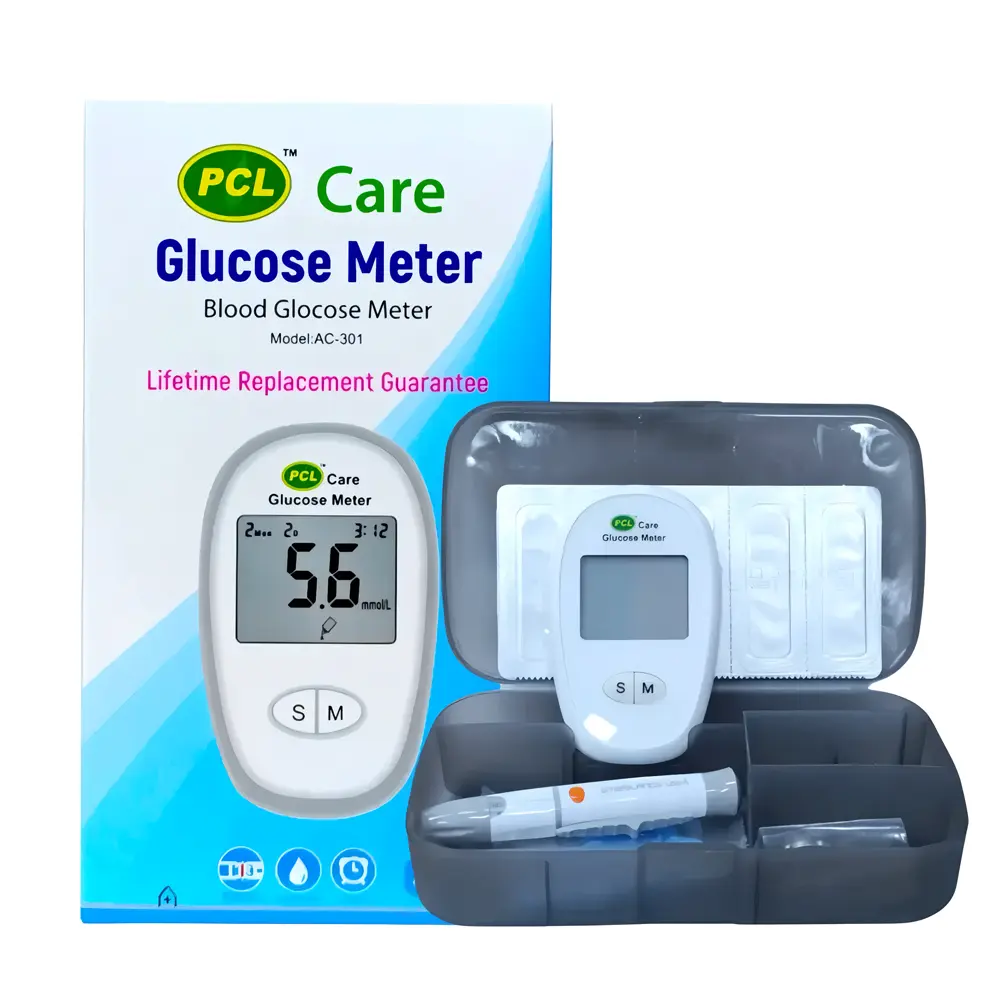 PCL Care Blood Glucose Monitor for Measuring Diabetes – Color: White – View 1