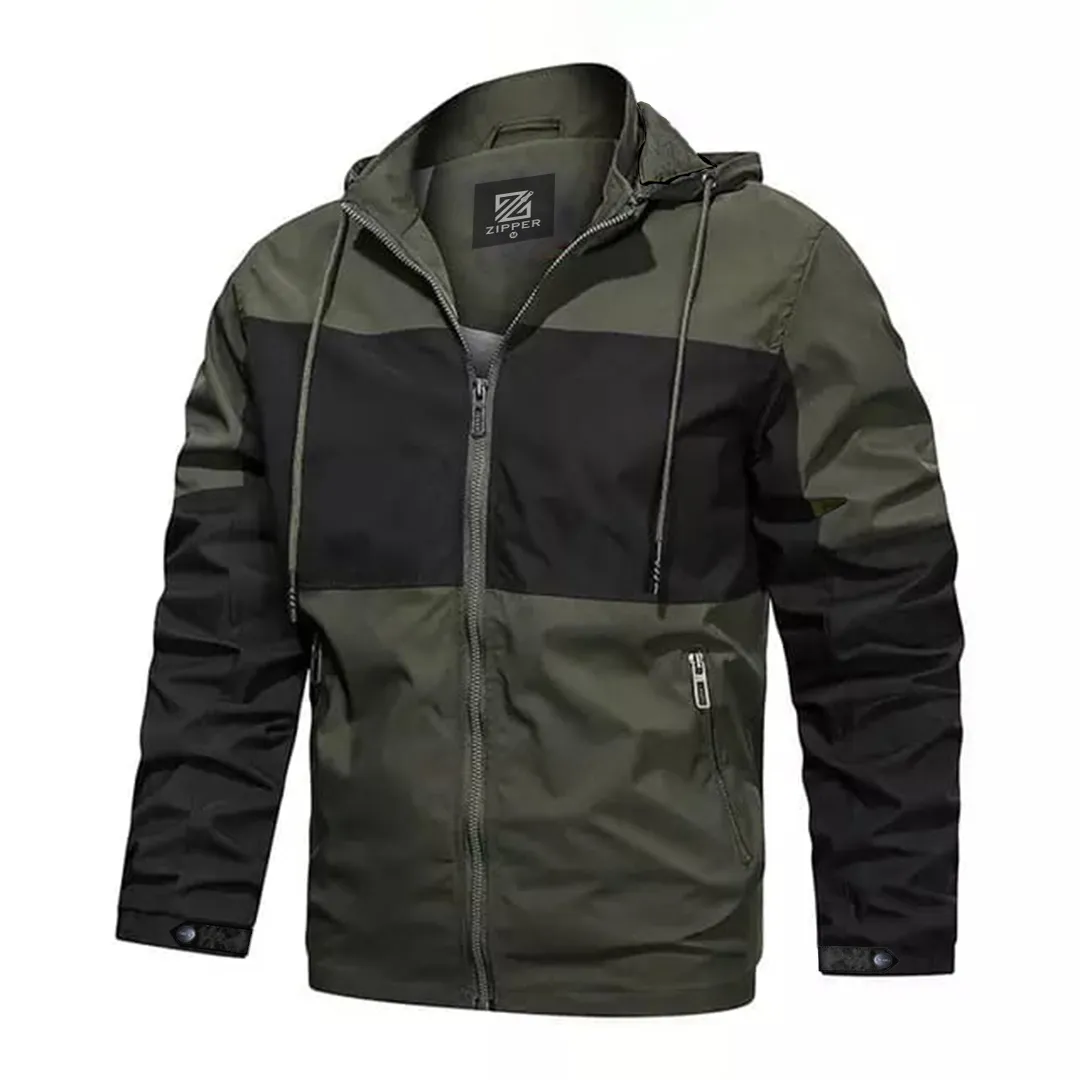 High Quality Twoil Jacket for Men with Hoode Olives and Black  – Color: Black, Size: M – View 1