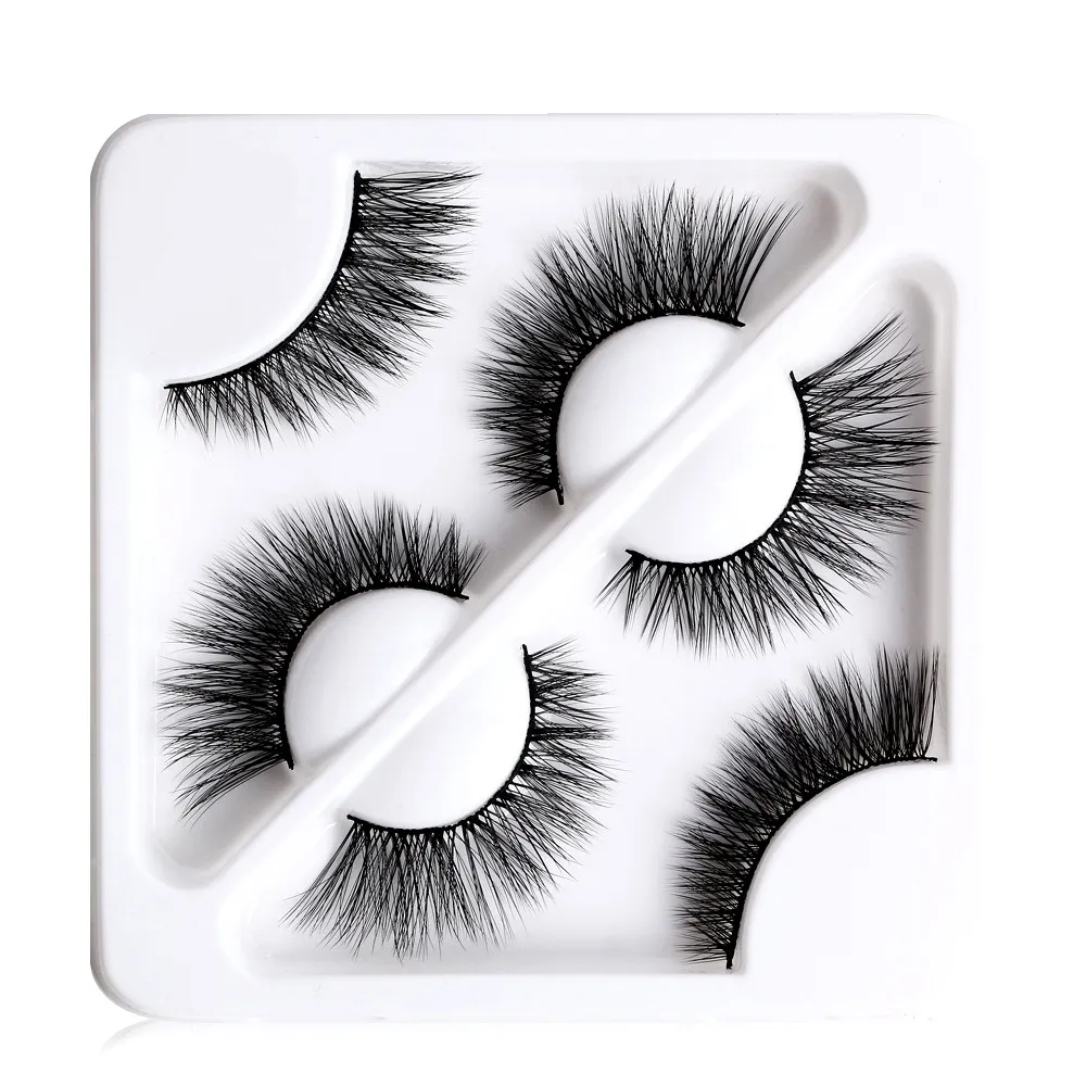 MAANGE MAGEFY 3Pair Reusable Handmade 3D Fake Mink False Eyelash set – View 1