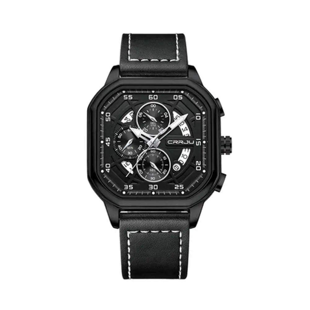 CRRJU 2287 Fusion Of Minimalist Style & Timeless Elegance Steel Analog Quartz Men Watch – Dial Color: White, Strap Color: Black – View 1